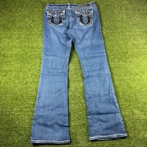 LA Idol USA Womens Bootcut Jeans Size 11 Blue Denim Embellished Pockets 0738